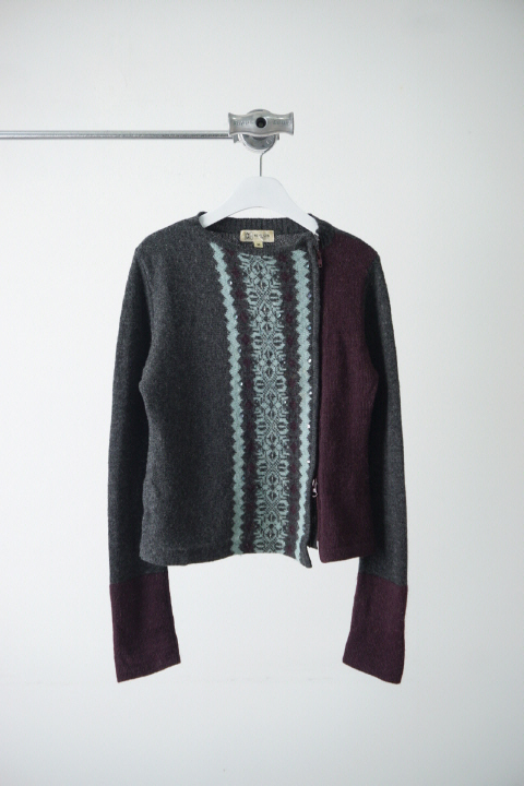 MICHEL KLEIN side two-way zipper knit
