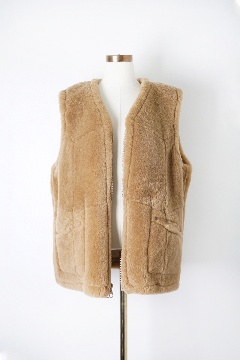 vintage reversible sheepskin leather fur vest