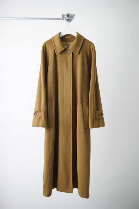 AQUASCUTUM cashmere100% camel raglan belt maxi coat