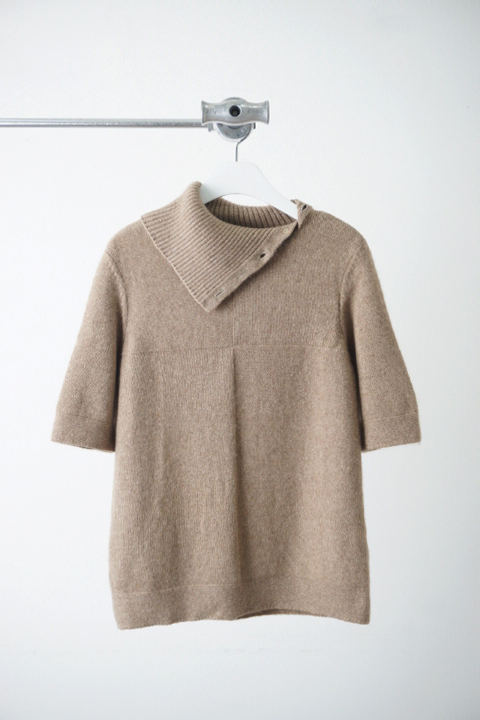 MITSUKOSHI cashmere 100% open button roll-neck knit