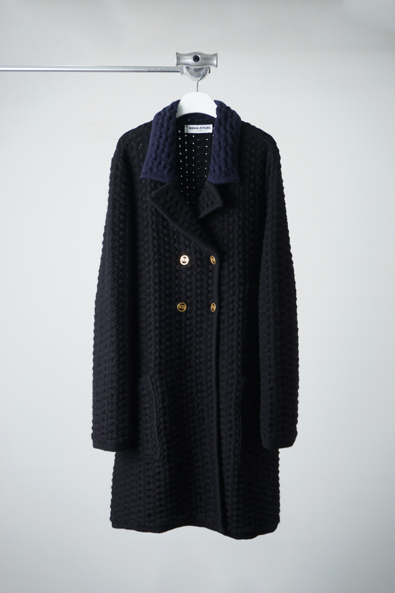 SONIA RYKIEL angora wool texture knit belt coat (made in Italy)