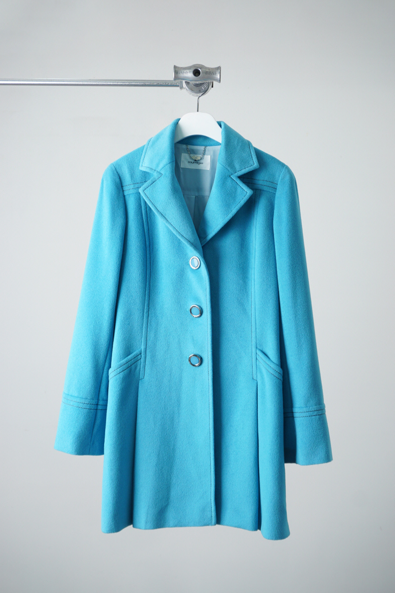 COURREGES bell-sleeve angora wool coat