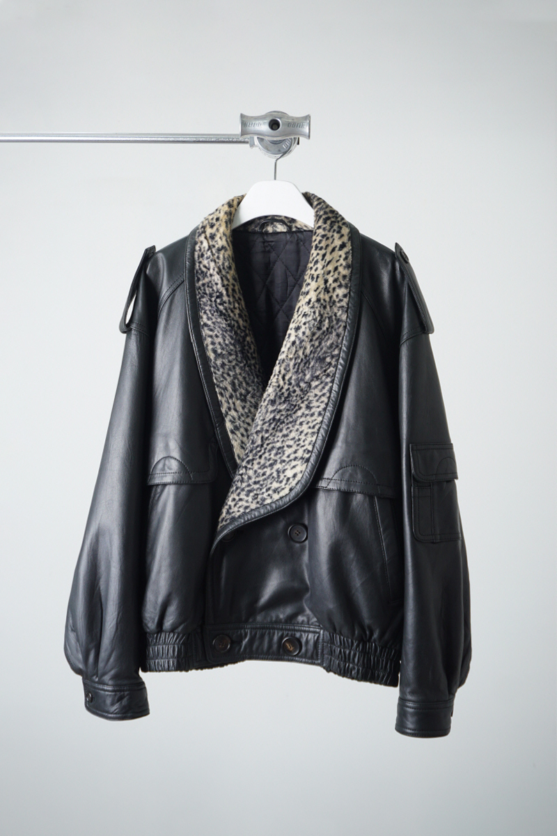 vintage SUPERIOR leopard fur quilted leather jacket (made in Japan)